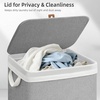 image:imageSTORAGE MANIAC Metal Frame Laundry Hamper with Lid 237 Gal Tall Laundry Baskets with Removeable Bag Large Clothes Hamper with PU Tag Laundry Bin for Dorm Collage Bathroom Bedroom GrayGray