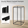image:imageSTORAGE MANIAC Metal Frame Laundry Hamper with Lid 237 Gal Tall Laundry Baskets with Removeable Bag Large Clothes Hamper with PU Tag Laundry Bin for Dorm Collage Bathroom Bedroom GrayGray