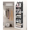 image:imageSTORAGE MANIAC Over the Door Organizer 6Shelf Closet Hanging Storage with 14 Mesh Pockets 66lbs Capacity Clear Deep Pockets Behind Door Storage for Nursery Bathroom Bedroom 1 Pack BlackBlack
