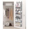 image:imageSTORAGE MANIAC Over the Door Organizer 6Shelf Closet Hanging Storage with 14 Mesh Pockets 66lbs Capacity Clear Deep Pockets Behind Door Storage for Nursery Bathroom Bedroom 1 Pack BlackGrey