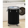 image:imageSTORAGE MANIAC Rolling Laundry Hamper with Wheels 110L Laundry Basket Round Laundry Cart with Metal Frame and Removable Bag Clothes Hamper for Bedroom Bathroom Dorm Room Laundry Room BeigeBlack