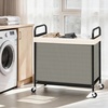 image:imageSTORAGE MANIAC Rolling Laundry Hamper with Wheels 3Section Laundry Sorter Rolling Laundrys Basket on Wheels with Removable Bag Clothes Hamper Laundrys Organizer Cart Bathroom Bedroom 120L GreyBeige