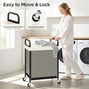image:imageSTORAGE MANIAC Rolling Laundry Hamper with Wheels 3Section Laundry Sorter Rolling Laundrys Basket on Wheels with Removable Bag Clothes Hamper Laundrys Organizer Cart Bathroom Bedroom 120L GreyBeige