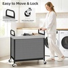 image:imageSTORAGE MANIAC Rolling Laundry Hamper with Wheels 3Section Laundry Sorter Rolling Laundrys Basket on Wheels with Removable Bag Clothes Hamper Laundrys Organizer Cart Bathroom Bedroom 120L GreyGrey