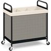 image:imageSTORAGE MANIAC Rolling Laundry Hamper with Wheels 3Section Laundry Sorter Rolling Laundrys Basket on Wheels with Removable Bag Clothes Hamper Laundrys Organizer Cart Bathroom Bedroom 120L GreyBeige
