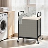 image:imageSTORAGE MANIAC Rolling Laundry Hamper with Wheels 3Section Laundry Sorter Rolling Laundrys Basket on Wheels with Removable Bag Clothes Hamper Laundrys Organizer Cart Bathroom Bedroom 120L GreyBeige