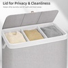 image:imageSTORAGE MANIAC Triple Laundry Hamper with Lid Metal Frame Laundry BasketsGray