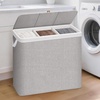 image:imageSTORAGE MANIAC Triple Laundry Hamper with Lid Metal Frame Laundry BasketsGray