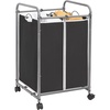 image:imageSTORAGE MANIAC 3 Section Laundry Sorter 356 Gal 135 L Laundry Hamper Cart with Heavy Duty Rolling Lockable Wheels and Removable Bags Clothes Organizer Basket Separator Hamper GrayBlack