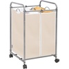 image:imageSTORAGE MANIAC 3 Section Laundry Sorter 356 Gal 135 L Laundry Hamper Cart with Heavy Duty Rolling Lockable Wheels and Removable Bags Clothes Organizer Basket Separator Hamper GrayBeige