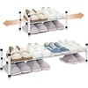 image:imageSTORAGE MANIAC Expandable Shoe Rack 16 Pairs Stackable Small Shoe Rack Metal Adjustable Shoes Organizer for Closet Entryway Hallway Garage Front Door Shoes Shelves Black 4 TierWhite
