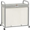 image:imageSTORAGE MANIAC Laundry Hamper 3 Section with Lid Rolling Laundry BasketBeige