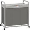 image:imageSTORAGE MANIAC Laundry Hamper 3 Section with Lid Rolling Laundry BasketGray