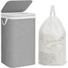 image:imageSTORAGE MANIAC Metal Frame Laundry Hamper with Lid 237 Gal Tall Laundry Baskets with Removeable Bag Large Clothes Hamper with PU Tag Laundry Bin for Dorm Collage Bathroom Bedroom GrayGray