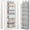 image:imageSTORAGE MANIAC Over the Door Organizer 6Shelf Closet Hanging Storage with 14 Mesh Pockets 66lbs Capacity Clear Deep Pockets Behind Door Storage for Nursery Bathroom Bedroom 1 Pack BlackGrey