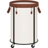 image:imageSTORAGE MANIAC Rolling Laundry Hamper with Wheels 110L Laundry Basket Round Laundry Cart with Metal Frame and Removable Bag Clothes Hamper for Bedroom Bathroom Dorm Room Laundry Room BeigeBeige