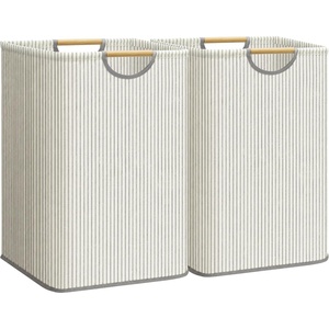image:imageSTORAGE MANIAC 2Pack Large Laundry Hamper 100L 264 Gal Collapsible Laundry Basket with Bamboo Handles Freestanding Waterproof Clothes Hamper for Laundry Room Bedroom Dorm Towels BlackStripe