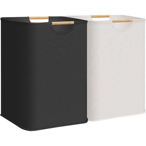 image:imageSTORAGE MANIAC 2Pack Large Laundry Hamper 100L 264 Gal Collapsible Laundry Basket with Bamboo Handles Freestanding Waterproof Clothes Hamper for Laundry Room Bedroom Dorm Towels BlackBlackWhite