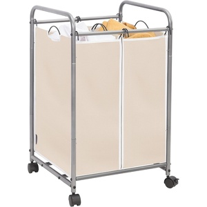 image:imageSTORAGE MANIAC 3 Section Laundry Sorter 356 Gal 135 L Laundry Hamper Cart with Heavy Duty Rolling Lockable Wheels and Removable Bags Clothes Organizer Basket Separator Hamper GrayBeige