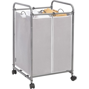 image:imageSTORAGE MANIAC 3 Section Laundry Sorter 356 Gal 135 L Laundry Hamper Cart with Heavy Duty Rolling Lockable Wheels and Removable Bags Clothes Organizer Basket Separator Hamper GrayGray