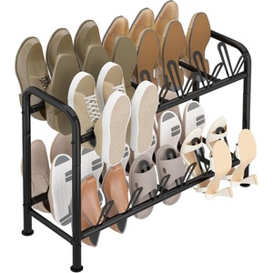 image:imageSTORAGE MANIAC 48 Pairs Vertical Shoe Rack Wing Large Metal Shoe Organizer for Closet Entryway Garage Hallway DoubleSided Shoes Shelf for Space Saving Black 4TierBlack