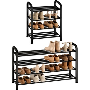 image:imageSTORAGE MANIAC 4Tier Expandable Shoe Rack 16 Pairs Adjustable Shoe Shelf for Closet Entryway Hallway Garage Dorm Heavyduty Metal Shoe Organizer for Small Space BlackBlack