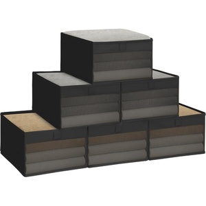 image:imageSTORAGE MANIAC 6 Pack Storage Bins with Clear Window Storage Boxes for Shelves Sturdy Foldable Closet Organization Fabric Shelf Basket for Towel Book Jeans Offices Dorm Wardrobe BlackBlack