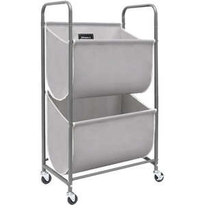 image:imageSTORAGE MANIAC 80 Liters Vertical Rolling Laundry Hamper 2 Section Laundry Sorter with Wheels and 2 Breaks 2tier Laundry Baskets for Small Space Dorm Laundry Room Closet Bathroom Gray 2tierGray
