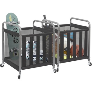 image:imageSTORAGE MANIAC Ball Storage Bin Rolling Sports Ball Cart Metal Garage Organizer Sport Rack Basketball Storage Cage for Garage or Gym Indoor amp Outdoor Sports Equipment OrganizerBlack
