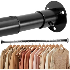 image:imageSTORAGE MANIAC Closet Rods for Hanging Clothes 175 to 295 Inches Heavy Duty Stepless Adjustable Closet Hanging Rod 12 Inch Diameter Metal Closet Rod for Wardrobe Bathroom Bedroom Laundry RV BlackBlack