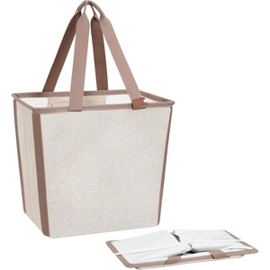 image:imageSTORAGE MANIAC Collapsible Laundry Basket 169 Gal Large Popup Laundry Hamper with Long Carry Handles SpaceSaving Foldable Clothes Hamper with Bottom Elastic Band Travel Laundry Bags Mesh BlackOat Beige