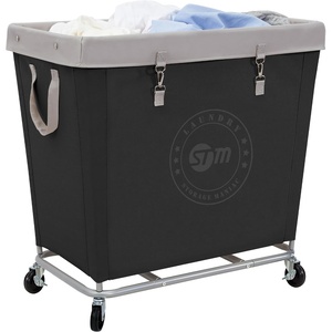 image:imageSTORAGE MANIAC Commercial Laundry Hamper with Heavy Duty Steel Frame 320 L Industrial Laundry Basket Cart with Wheels for Hotel Home Laundry Room 317L x 193W x 3091H Large BeigeBlack