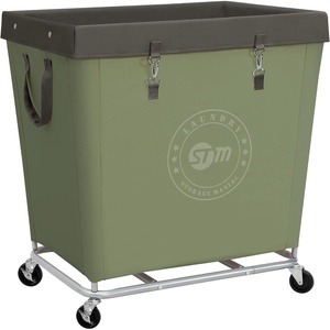 image:imageSTORAGE MANIAC Commercial Laundry Hamper with Heavy Duty Steel Frame 320 L Industrial Laundry Basket Cart with Wheels for Hotel Home Laundry Room 317L x 193W x 3091H Large BeigeGreen