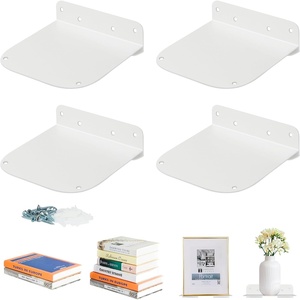 image:imageSTORAGE MANIAC Floating Book Shelves for Wall Mounted Invisible Floating Bookshelves HeavyDuty Steel Hidden Bookshelf Hanging Bookshelves for Bedroom Living Room Office White 4PackWhite