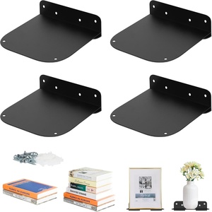 image:imageSTORAGE MANIAC Floating Book Shelves for Wall Mounted Invisible Floating Bookshelves HeavyDuty Steel Hidden Bookshelf Hanging Bookshelves for Bedroom Living Room Office White 4PackBlack