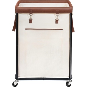 image:imageSTORAGE MANIAC Large Laundry Basket with Wheels 160L Rolling Laundry Hamper Laundry Cart with Metal Frame and Removable Bag Clothes Hamper for Bedroom Bathroom Dorm Room Laundry Room BeigeBeige