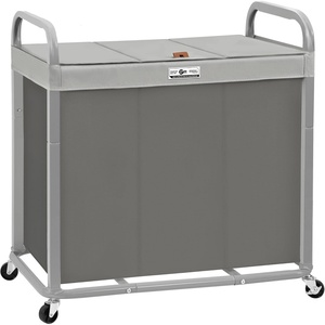 image:imageSTORAGE MANIAC Laundry Hamper 3 Section with Lid Rolling Laundry BasketGray
