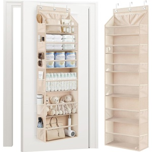 image:imageSTORAGE MANIAC Over the Door Organizer 6Shelf Closet Hanging Storage with 14 Mesh Pockets 66lbs Capacity Clear Deep Pockets Behind Door Storage for Nursery Bathroom Bedroom 1 Pack BlackOat Beige