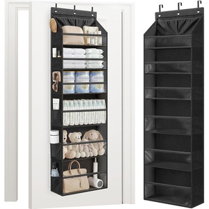 image:imageSTORAGE MANIAC Over the Door Organizer 6Shelf Closet Hanging Storage with 14 Mesh Pockets 66lbs Capacity Clear Deep Pockets Behind Door Storage for Nursery Bathroom Bedroom 1 Pack BlackBlack