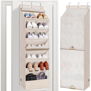 image:imageSTORAGE MANIAC Over the Door Shoe Organizer with Curtain Dustproof HeavyDuty Large Deep Pocket Hanging Shoe Organizer for Closet Dorm amp Narrow Door Storage Shoe Holder Shoe Rack 9Shelf Beige 1 PackBeige