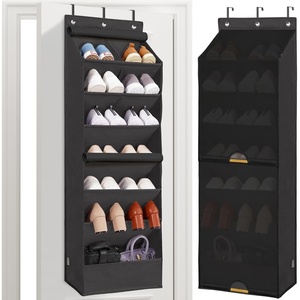 image:imageSTORAGE MANIAC Over the Door Shoe Organizer with Curtain Dustproof HeavyDuty Large Deep Pocket Hanging Shoe Organizer for Closet Dorm amp Narrow Door Storage Shoe Holder Shoe Rack 9Shelf Beige 1 PackBlack