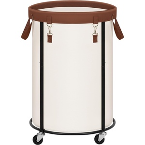 image:imageSTORAGE MANIAC Rolling Laundry Hamper with Wheels 110L Laundry Basket Round Laundry Cart with Metal Frame and Removable Bag Clothes Hamper for Bedroom Bathroom Dorm Room Laundry Room BeigeBeige
