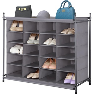 image:imageSTORAGE MANIAC Stackable Shoe Cubby Organizer Free Standing Shoe Cube Rack for Entryway Bedroom Apartment Closet 20Cube GrayGrey