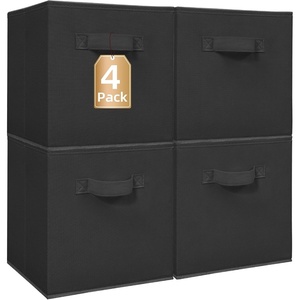 image:imageSTORAGE MANIAC Storage Cubes 11 Inch 4 Pack Collapsible Fabric Shelf BinsBlack